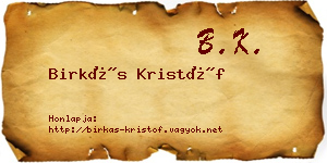 Birkás Kristóf névjegykártya